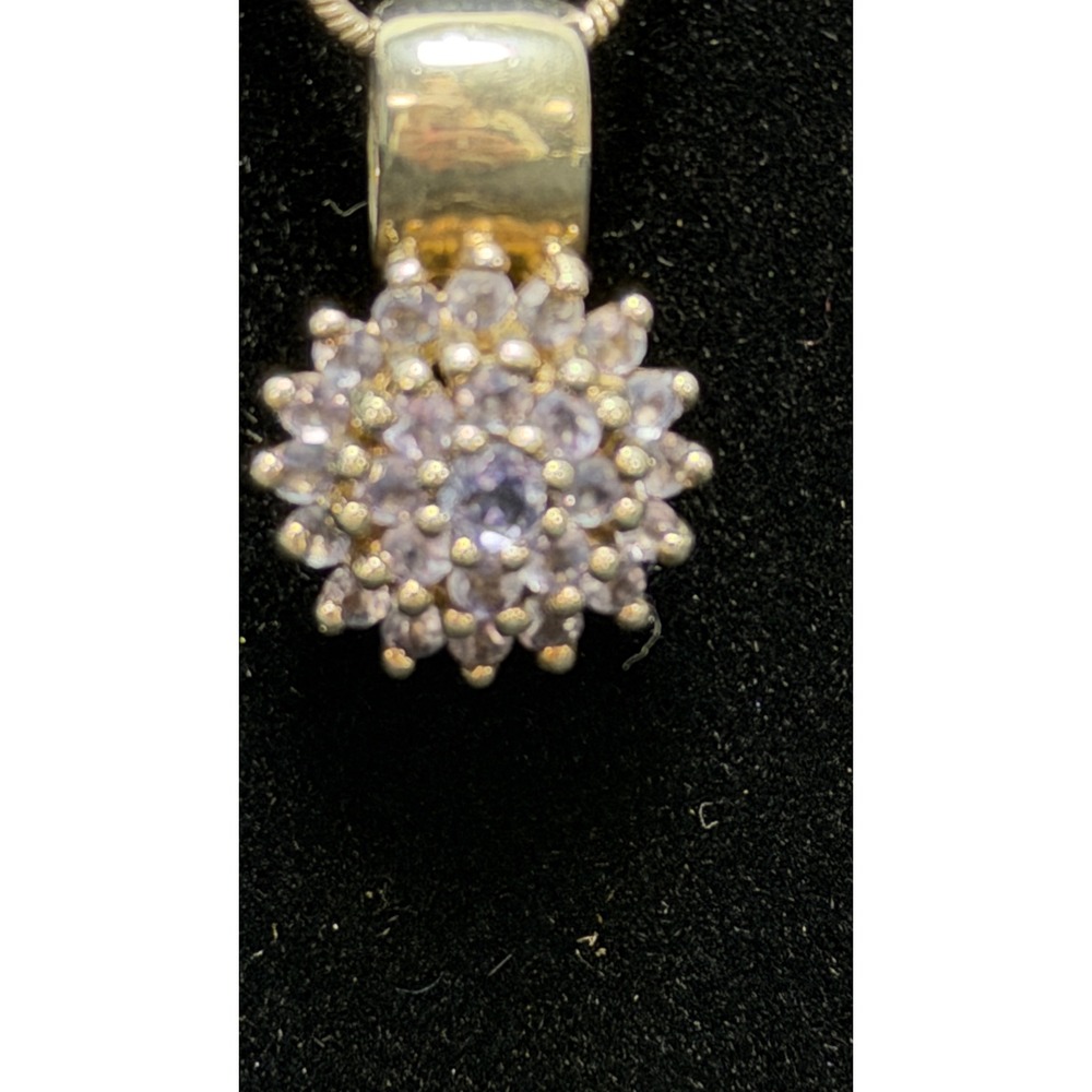 STS Sterling Silver 925 Tanzanite Cluster Pendant Snake‎ Chain Necklace